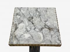 Maison Jansen Hollywood Regency Marble Top Pedestals Ebonized Wood Bronze France 1960s - 4592948