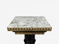 Maison Jansen Hollywood Regency Marble Top Pedestals Ebonized Wood Bronze France 1960s - 4592949