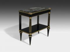 Maison Jansen Hollywood Regency Style Black Lacquer Marble Console Table USA 1960s - 4091116