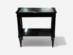Maison Jansen Hollywood Regency Style Black Lacquer Marble Console Table USA 1960s - 4091123