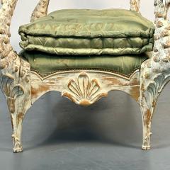 Maison Jansen Hollywood Regency Swan Bench Daybed by Maison Jansen Hand Carved Distressed - 3081641