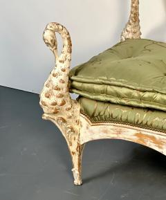 Maison Jansen Hollywood Regency Swan Bench Daybed by Maison Jansen Hand Carved Distressed - 3081642