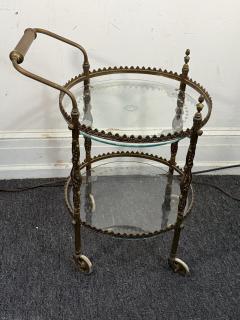 Maison Jansen ITALIAN ART DECO BRASS ETCHED GLASS DOUBLE TIER BAR CART - 4323734
