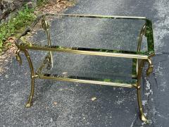 Maison Jansen ITALIAN POST MODERN BRASS SWAN HEAD AND MIRRORED FRAME GLASS COFFEE TABLE - 3840828