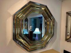 Maison Jansen Italian Modern Brass And Chrome Mirror By Sandro Petti - 3831889