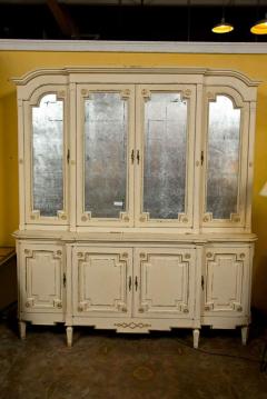 Maison Jansen Ivory Distress Painted Gilt Gold Decorated Bookcase Cabinet - 3012775