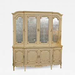 Maison Jansen Ivory Distress Painted Gilt Gold Decorated Bookcase Cabinet - 3019218