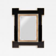 Maison Jansen Jansen Elegant Mirror in Black Lacquer with Mixed Metal Accents 1972 - 2784365