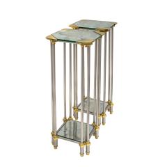 Maison Jansen Jansen Exquisite Pair of Pedestals with Antique Mirrored Glass 1940s Signed  - 3710031