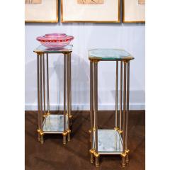 Maison Jansen Jansen Exquisite Pair of Pedestals with Antique Mirrored Glass 1940s Signed  - 3710035