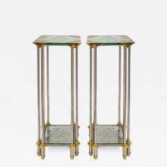 Maison Jansen Jansen Exquisite Pair of Pedestals with Antique Mirrored Glass 1940s Signed  - 3710353