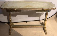 Maison Jansen Jansen Fine Eglomise Double Drawer Etched Mirror and Silver Leaf Vanity Desk - 1272526