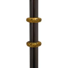 Maison Jansen Jansen Floor Lamp in Black Nickel with Engraved Brass Accents 1930s Signed  - 3682456