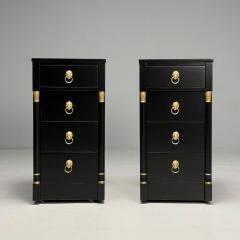 Maison Jansen Jansen Style Hollywood Regency Nightstands Ebony Finish Bronze 1940s - 3912292