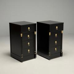 Maison Jansen Jansen Style Hollywood Regency Nightstands Ebony Finish Bronze 1940s - 3912298