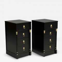 Maison Jansen Jansen Style Hollywood Regency Nightstands Ebony Finish Bronze 1940s - 3917388