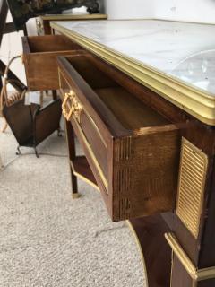 Maison Jansen Jansen Style Two Drawer Marble Top Bronze Console or Serving Table - 2974311