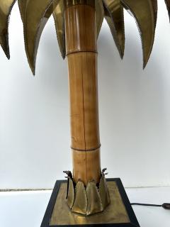 Maison Jansen Large Brass and Bamboo Palm Tree Table Lamp by Maison Jansen France 1970s - 3719795