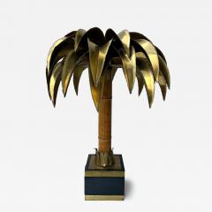 Maison Jansen Large Brass and Bamboo Palm Tree Table Lamp by Maison Jansen France 1970s - 3720802
