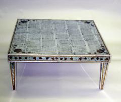 Maison Jansen Large French Midcentury Silver Leaf Verre glomis Coffee Table Maison Jansen - 1707836