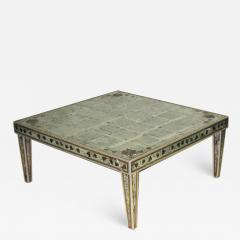 Maison Jansen Large French Midcentury Silver Leaf Verre glomis Coffee Table Maison Jansen - 1711533