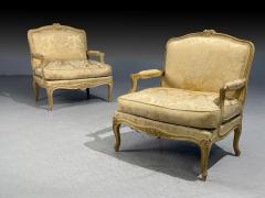 Maison Jansen Louis XVI Armchairs Giltwood Fabric France 20th c  - 4504995