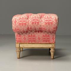 Maison Jansen Louis XVI Gustavian Style Tufted Ottomans Footstools Distressed Paint 1950s - 3795222