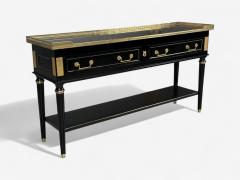 Maison Jansen Louis XVI Hollywood Regency Bronze Marble Ebonized Console France 1930s - 4327609