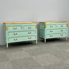 Maison Jansen Louis XVI Hollywood Regency Jansen Style Mint Green Commodes Nightstands - 3142625