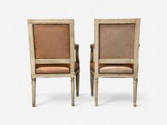 Maison Jansen Louis XVI Style Arm Chairs Distressed Wood Cognac Leather France 1950s - 3984600