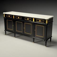 Maison Jansen Louis XVI Style Hollywood Regency Sideboard Black Lacquer Marble Bronze - 3863921