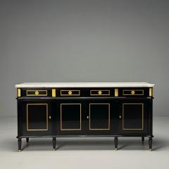 Maison Jansen Louis XVI Style Hollywood Regency Sideboard Black Lacquer Marble Bronze - 3863922