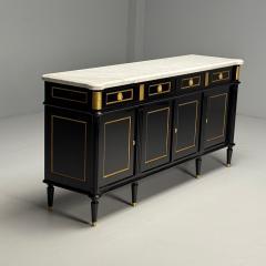 Maison Jansen Louis XVI Style Hollywood Regency Sideboard Black Lacquer Marble Bronze - 3863923