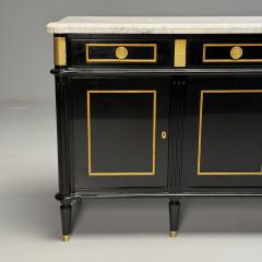 Maison Jansen Louis XVI Style Hollywood Regency Sideboard Black Lacquer Marble Bronze - 3863925