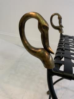 Maison Jansen MAISION JANSEN BLACKENED STEEL AND BRONZE SWAN HEAD BENCHES - 1032342