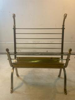 Maison Jansen MAISON JANSEN NICKEL AND BRASS RAMS HEAD AND HOOVES MAGAZINE RACK - 2413866