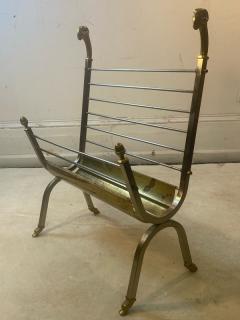 Maison Jansen MAISON JANSEN NICKEL AND BRASS RAMS HEAD AND HOOVES MAGAZINE RACK - 2413867
