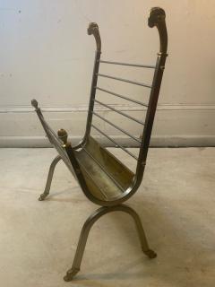 Maison Jansen MAISON JANSEN NICKEL AND BRASS RAMS HEAD AND HOOVES MAGAZINE RACK - 2413875