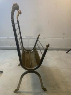 Maison Jansen MAISON JANSEN NICKEL AND BRASS RAMS HEAD AND HOOVES MAGAZINE RACK - 2413894