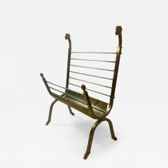 Maison Jansen MAISON JANSEN NICKEL AND BRASS RAMS HEAD AND HOOVES MAGAZINE RACK - 2417385