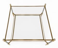 Maison Jansen MID CENTURY MAISON JANSEN BRASS COFFEE TABLE WITH 2 TIERS GLASS SHELVES - 4678871
