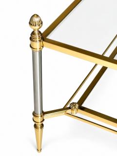 Maison Jansen MID CENTURY MAISON JANSEN BRASS COFFEE TABLE WITH 2 TIERS GLASS SHELVES - 4678873