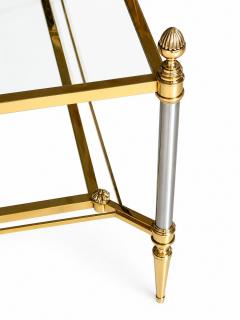 Maison Jansen MID CENTURY MAISON JANSEN BRASS COFFEE TABLE WITH 2 TIERS GLASS SHELVES - 4678878