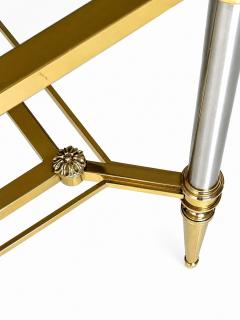 Maison Jansen MID CENTURY MAISON JANSEN BRASS COFFEE TABLE WITH 2 TIERS GLASS SHELVES - 4678883