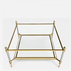 Maison Jansen MID CENTURY MAISON JANSEN BRASS COFFEE TABLE WITH 2 TIERS GLASS SHELVES - 4679584