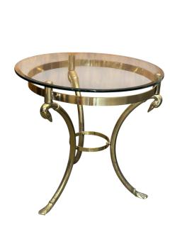 Maison Jansen MODERNIST BRASS SWAN HEAD PALMATE FOOT TABLES STYLE OF MAISON JANSEN - 4405762