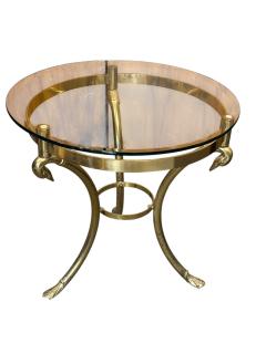 Maison Jansen MODERNIST BRASS SWAN HEAD PALMATE FOOT TABLES STYLE OF MAISON JANSEN - 4405763