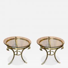 Maison Jansen MODERNIST BRASS SWAN HEAD PALMATE FOOT TABLES STYLE OF MAISON JANSEN - 4426706