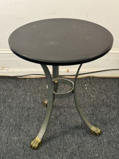 Maison Jansen MODERNIST ROUND BLACK SLATE TOPPED CHROME BRASS PAW TRIPOD FOOTED TABLE - 4023811