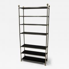 Maison Jansen Maison Jansen Attributed Steel And Brass Etagere With Leather Shelves - 3333621